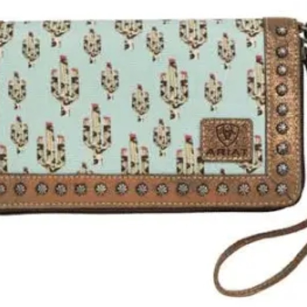 Ariat Mint Cactus Pattern Wristlet